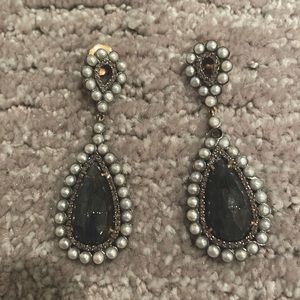 Sterling silver Labradorite  and pearl drop earring